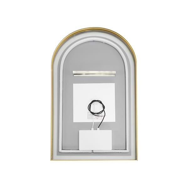 Aviva Brushed Gold 24x40" Arched Aluminum Framed LED Wall Mount Bathroom Vanity Mirror in Brushed Gold, View 8, open zoomed image