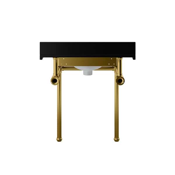 Pierce Brushed Brass 30" Single Console with Oval Sink and Black Granite Top