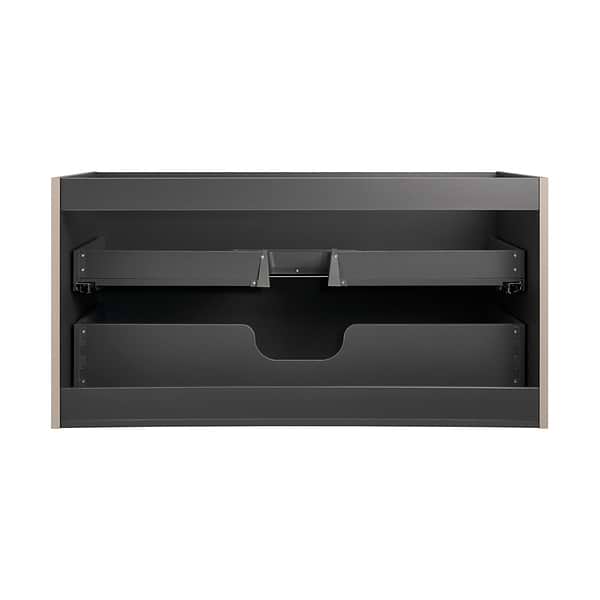 Alma Taupe 42" Vanity with Chrome Legs & Knobs with Integrated White Solid Surface Top
