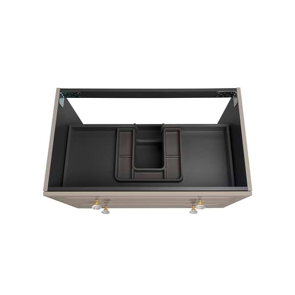 Alma Taupe 36" Vanity with Gold Legs & Knobs with Integrated White Solid Surface Top