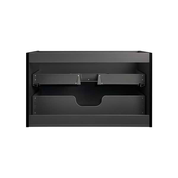Alma Black 36" Vanity with Chrome Legs & Knobs with Integrated White Solid Surface Top