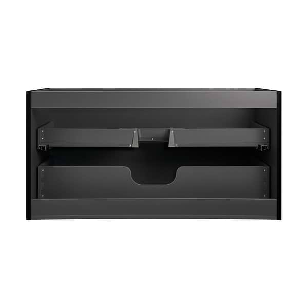Alma Black 42" Vanity with Chrome Legs & Knobs with Integrated White Solid Surface Top