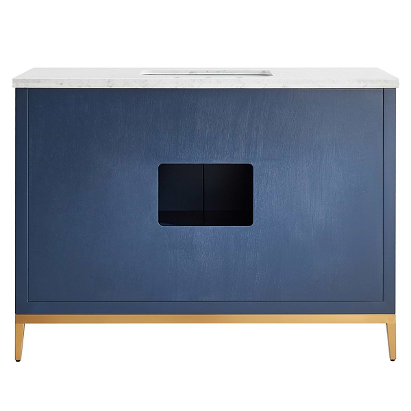 Bungalow Navy and Silver 48" Single Vanity with Carrara Marble Top