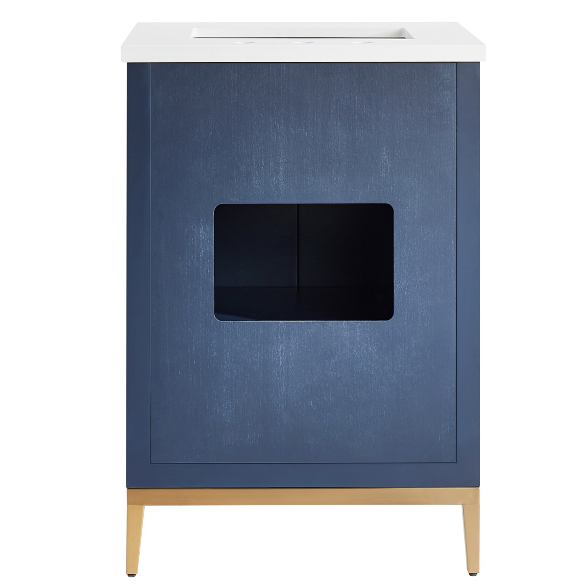 Bungalow Navy and Gold 24" Single Vanity with Pure White Quartz Top