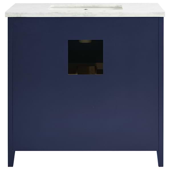 Iconic Navy and Gold 36" Single Vanity with Carrara Marble Top