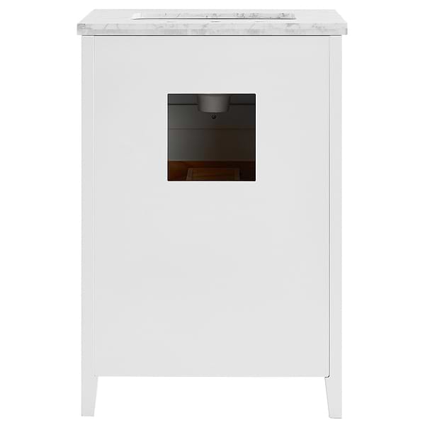 Iconic White and Silver 24" Single Vanity with Carrara Marble Top