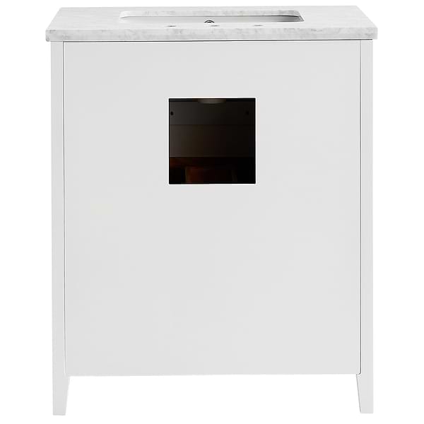 Iconic White and Silver 30" Single Vanity with Carrara Marble Top