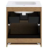 Kora Art Faux Fluted 24" Single Vanity with Integrated White Ceramic Top & Silver Handles