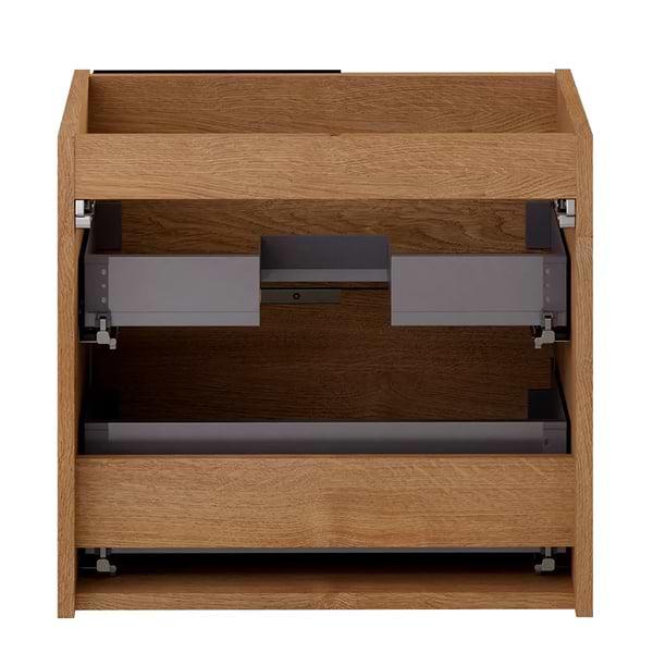 Kora Bamboo Faux Finish 24" Single Vanity with Black Handles without Top
