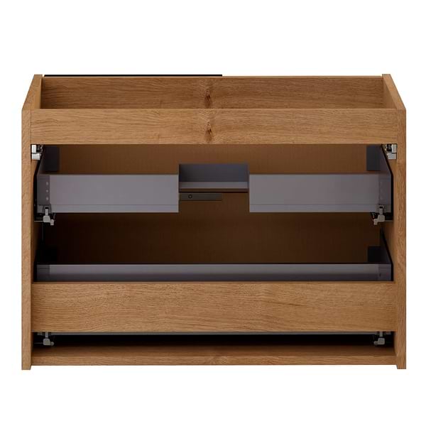 Kora Bamboo Faux Finish 32" Single Vanity with Integrated Black Ceramic Top & Black Handles
