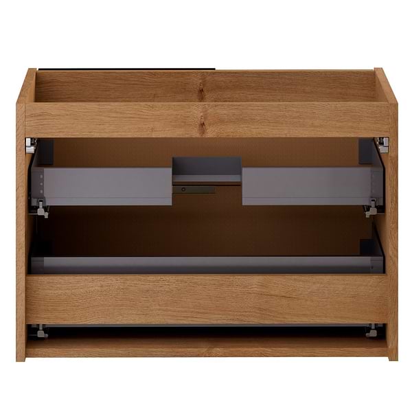 Kora Bamboo Faux Finish 32" Single Vanity with Black Handles without Top