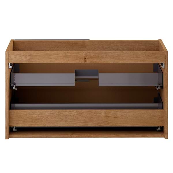 Kora Bamboo Faux Finish 40" Single Vanity with Integrated Black Ceramic Top & Black Handles