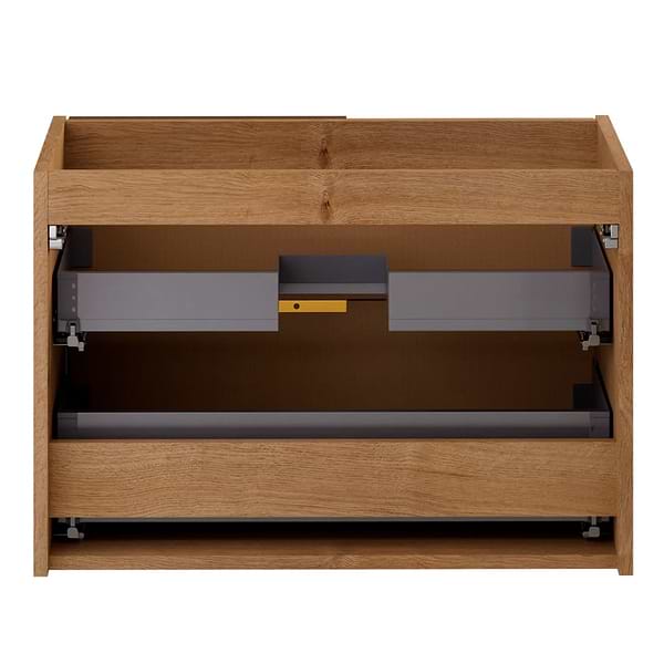 Kora Bamboo Faux Finish 32" Single Vanity with Integrated Black Ceramic Top & Gold Handles