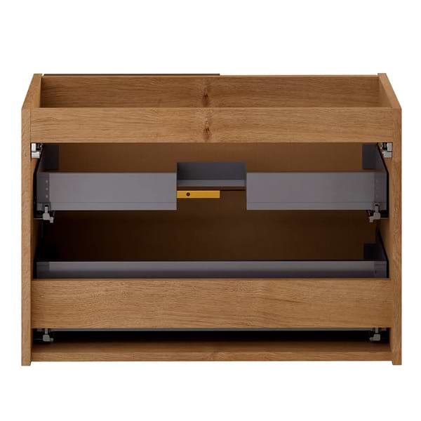 Kora Bamboo Faux Finish 32" Single Vanity with Integrated White Ceramic Top & Gold Handles