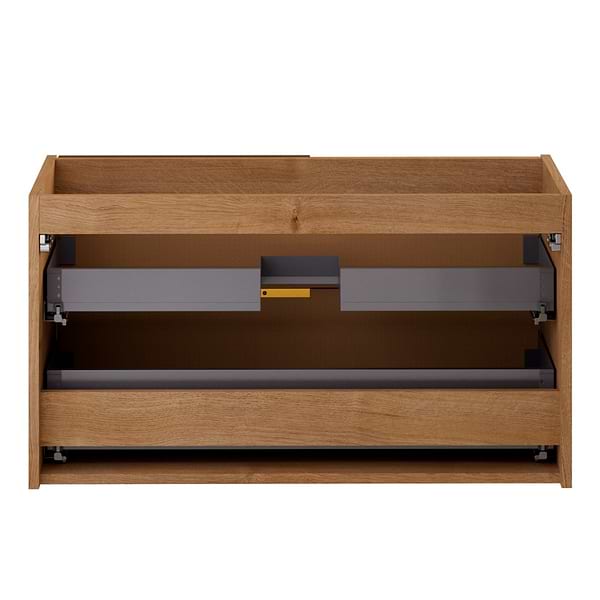Kora Bamboo Faux Finish 40" Single Vanity with Integrated White Ceramic Top & Gold Handles