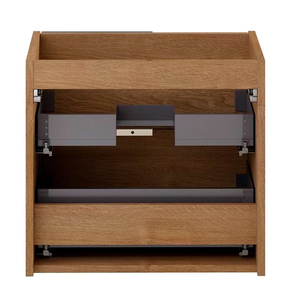 Kora Bamboo Faux Finish 24" Single Vanity with Integrated White Ceramic Top & Silver Handles