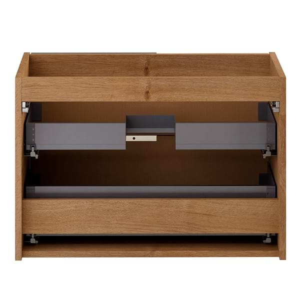 Kora Bamboo Faux Finish 32" Single Vanity with Integrated White Ceramic Top & Silver Handles