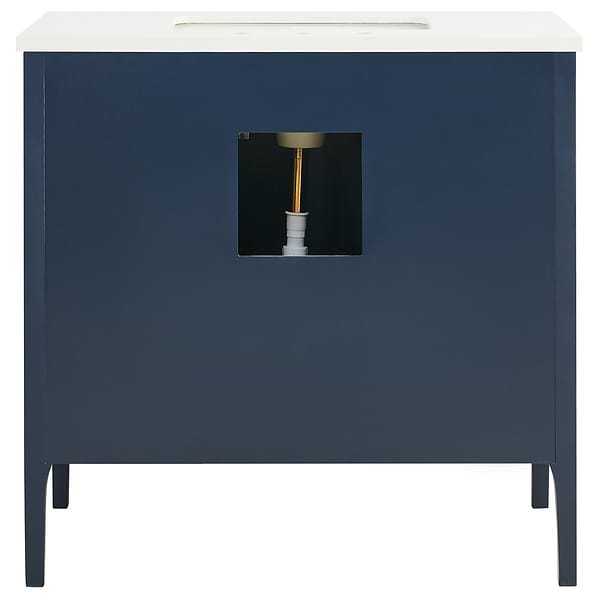 Province Navy and Gold 36" Single Vanity with Pure White Quartz Top