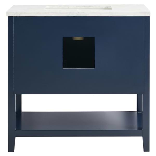 Sheraton 36" Navy Vanity with Carrara Marble Top and Ceramic Basin