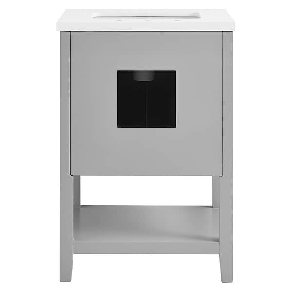 Sheraton 24" Gray Vanity with Pure White Quartz Top and Ceramic Basin