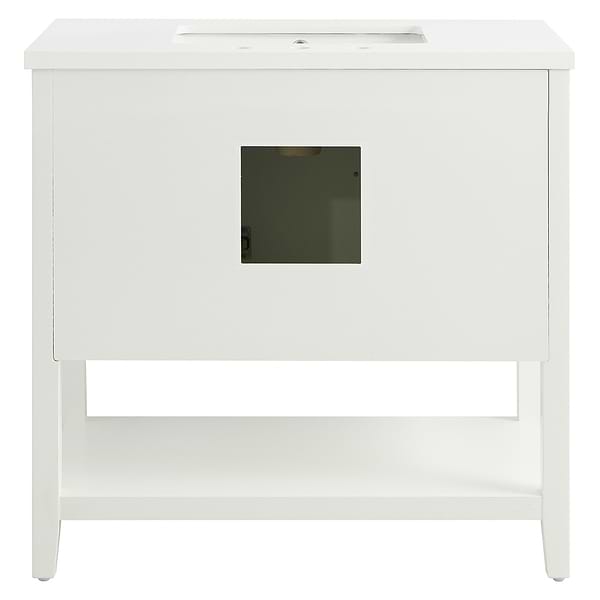 Sheraton 36" White Vanity with Pure White Quartz Top and Ceramic Basin