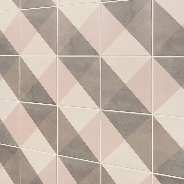 Art Geo by Elizabeth Sutton Deco Plaid Mist Gray 8x8 Matte Porcelain Tile