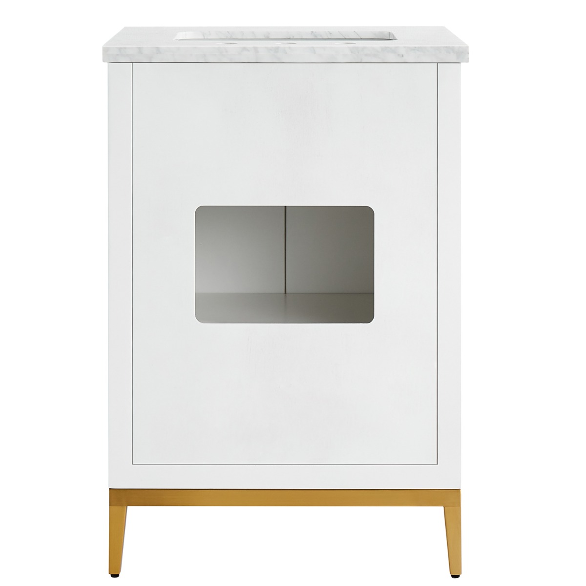 Bungalow White and Gold 24" Single Vanity with Carrara Marble Top