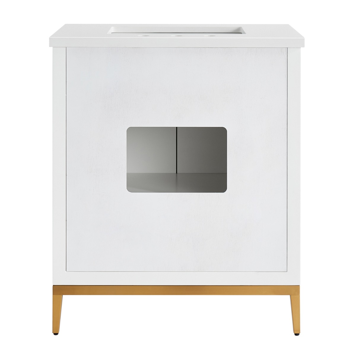 Bungalow White and Gold 30" Single Vanity with Pure White Quartz Top
