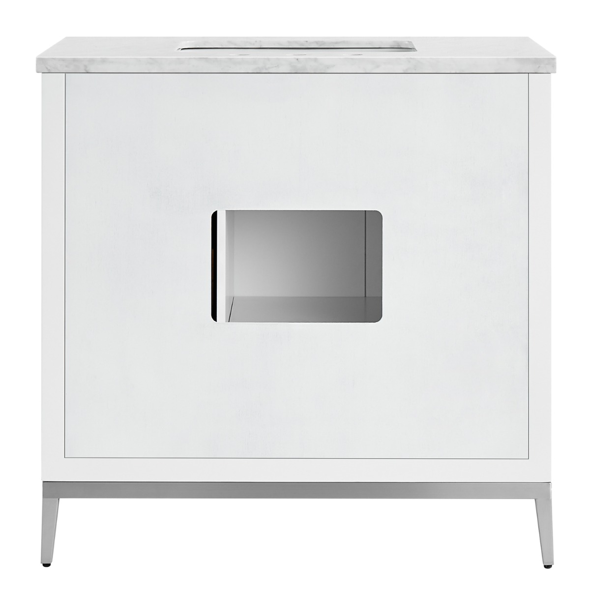 Bungalow White and Silver 36" Single Vanity with Carrara Marble Top