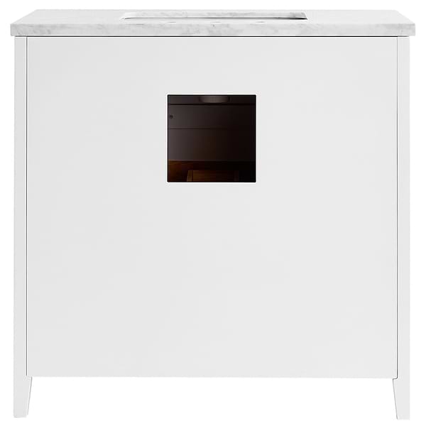 Iconic White and Silver 36" Single Vanity with Carrara Marble Top