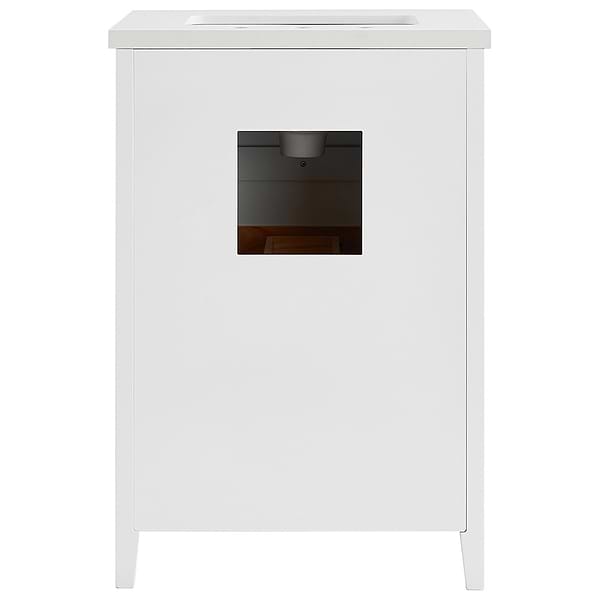 Iconic White and Silver 24" Single Vanity with Pure White Quartz Top