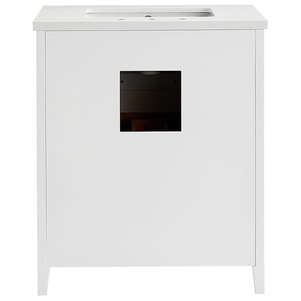 Iconic White and Silver 30" Single Vanity with Pure White Quartz Top