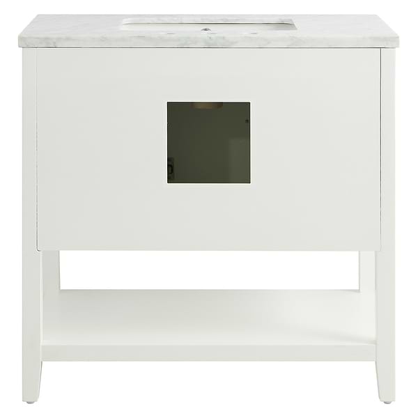 Sheraton 36" White Vanity with Carrara Marble Top and Ceramic Basin