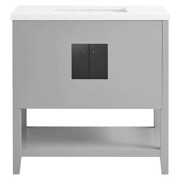 Sheraton 36" Gray Vanity with Pure White Quartz Top and Ceramic Basin