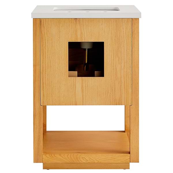 Dayton Woodgrain 24" Single Vanity with Pure White Quartz Top