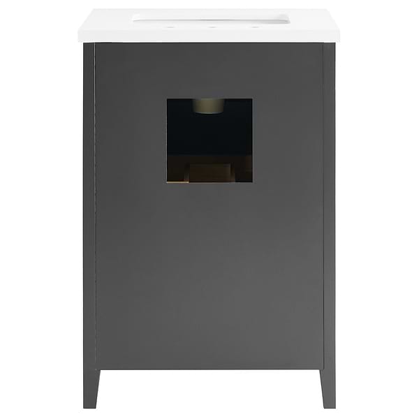 Iconic Charcoal and Gold 24" Single Vanity with Pure White Quartz Top