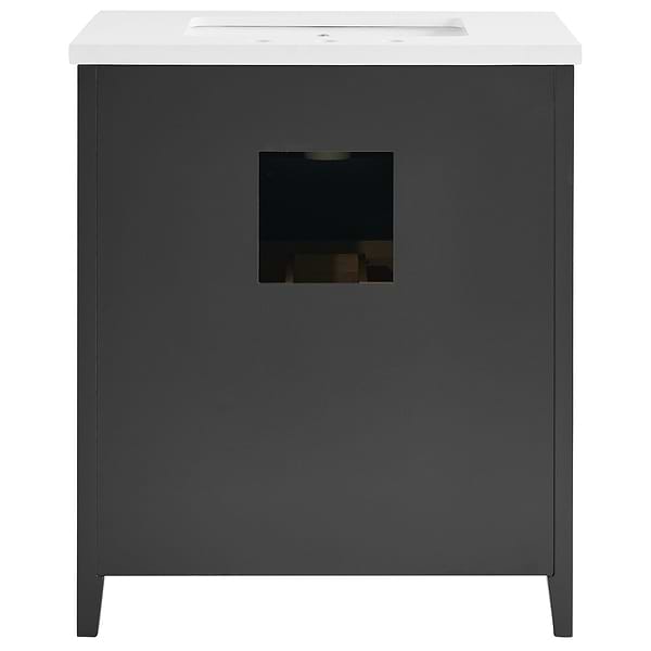 Iconic Charcoal and Gold 30" Single Vanity with Pure White Quartz Top