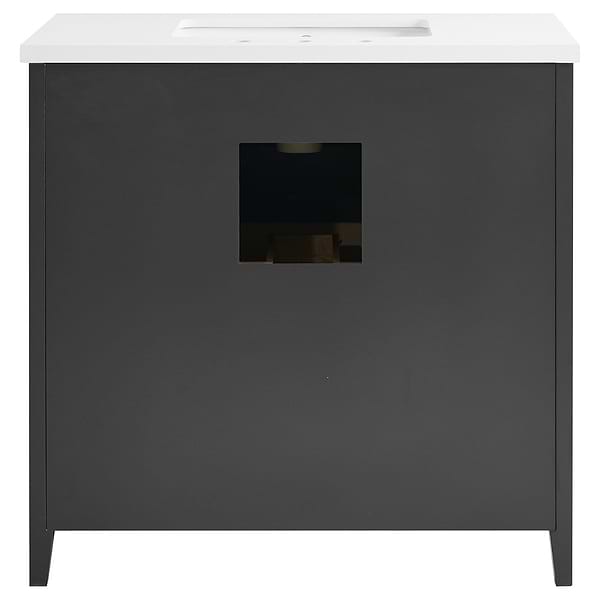 Iconic Charcoal and Gold 36" Single Vanity with Pure White Quartz Top