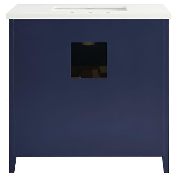 Iconic Navy and Gold 36" Single Vanity with Pure White Quartz Top