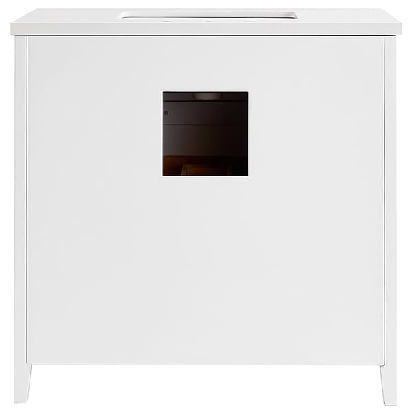 Iconic White and Silver 36" Single Vanity with Pure White Quartz Top