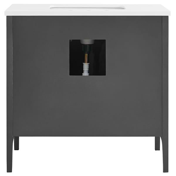 Province Charcoal and Gold 36" Single Vanity with Pure White Quartz Top