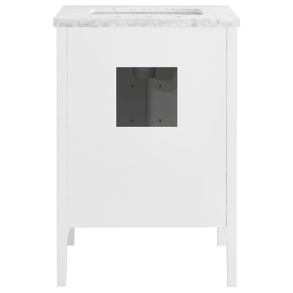 Province White and Silver 24" Single Vanity with Carrara Marble Top
