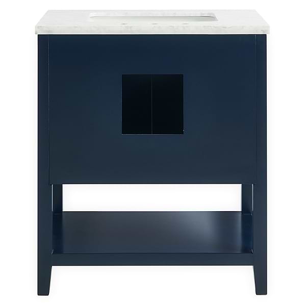 Sheraton 30" Navy Vanity with Carrara Marble Top and Ceramic Basin