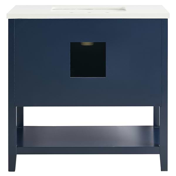 Sheraton 36" Navy Vanity with Pure White Quartz Top and Ceramic Basin