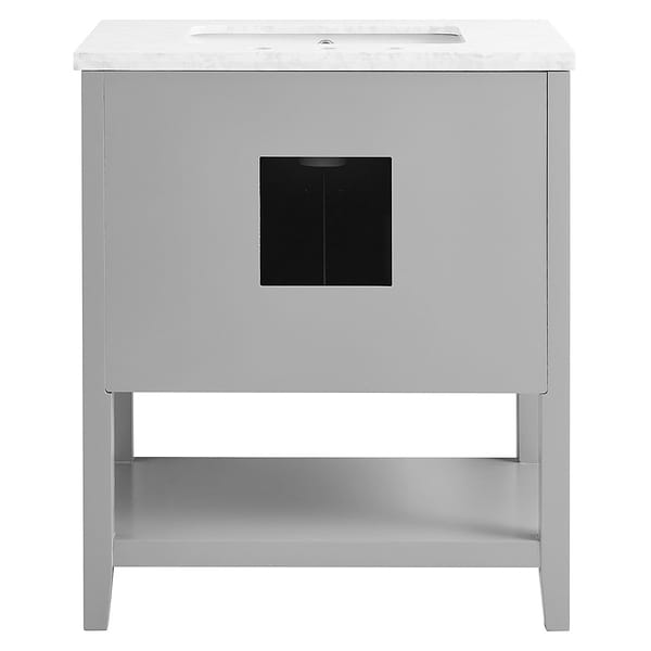 Sheraton 30" Gray Vanity with Carrara Marble Top and Ceramic Basin