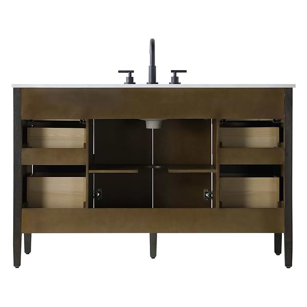 Juelle Chocolate Oak 54" Single Vanity with Cultured Marble Top