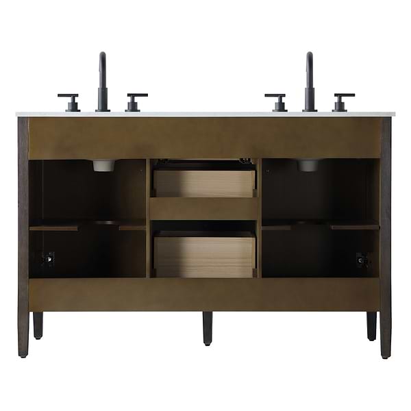 Juelle Chocolate Oak 54" Double Vanity with Cultured Marble Top