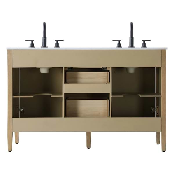 Juelle Honey Oak 54" Double Vanity with Cultured Marble Top