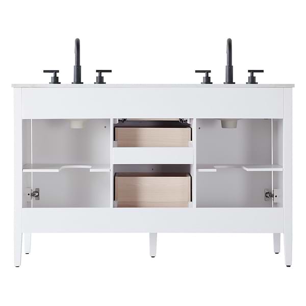 Juelle White 54" Double Vanity with Cultured Marble Top