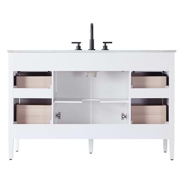 Juelle White 54" Single Vanity with Cultured Marble Top